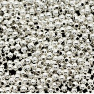 100 PCS  2mm Metal Alloy Silver Tone Seed Beads